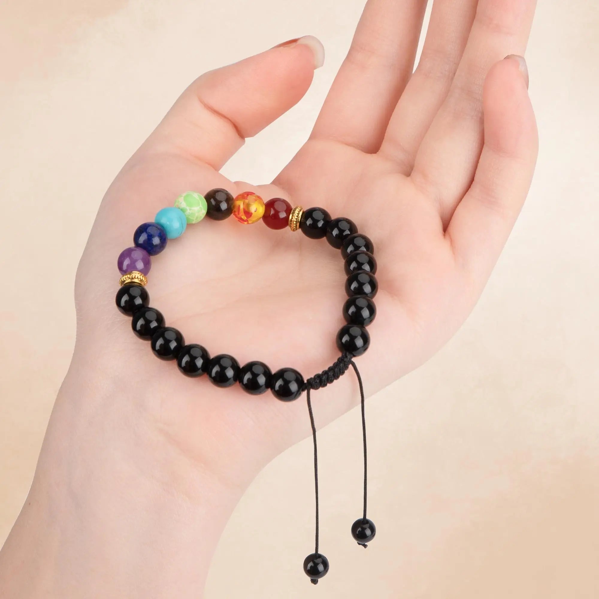 7 Chakra Beads Natural Lava Tiger Eye Stone Bracelet For Women Men Healing Balance Therapy Bracelets Jewelry Prayer Adjustable