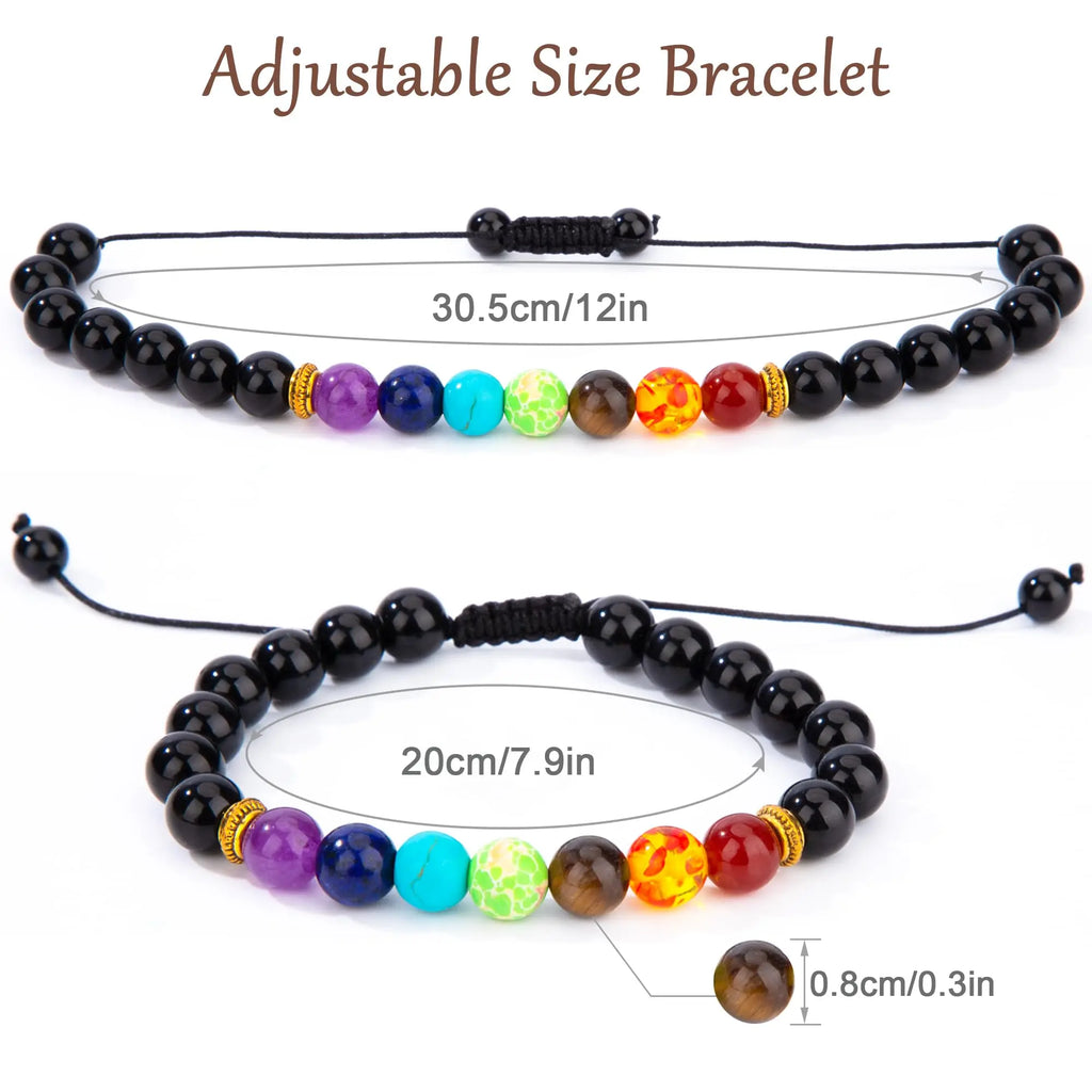 7 Chakra Beads Natural Lava Tiger Eye Stone Bracelet For Women Men Healing Balance Therapy Bracelets Jewelry Prayer Adjustable