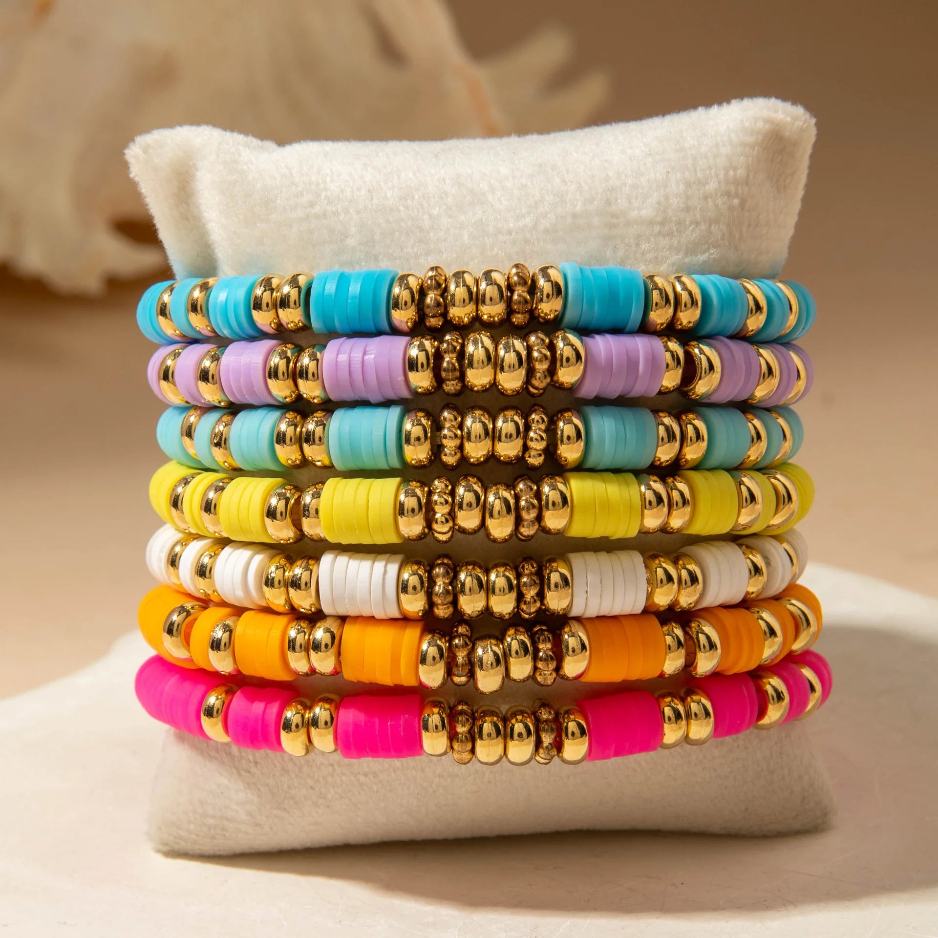 Accessories, Bohemian Vintage CCB Handmade Beaded Bracelet, Elastic Pottery Spacer Bracelet