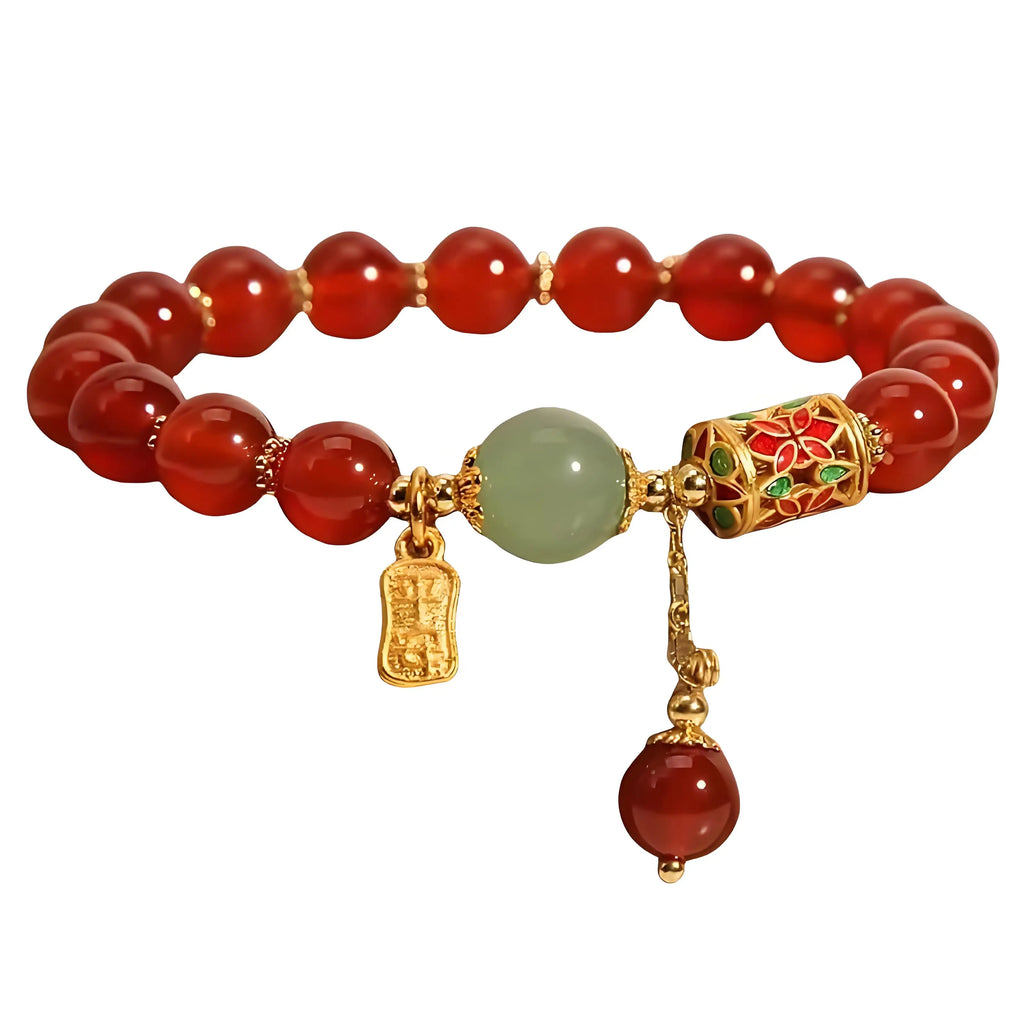 Handcrafted Red Bead Bracelet, Dainty Lucky Charm for Women - Thoughtful Gift for Mom, Friend with Best Wishes