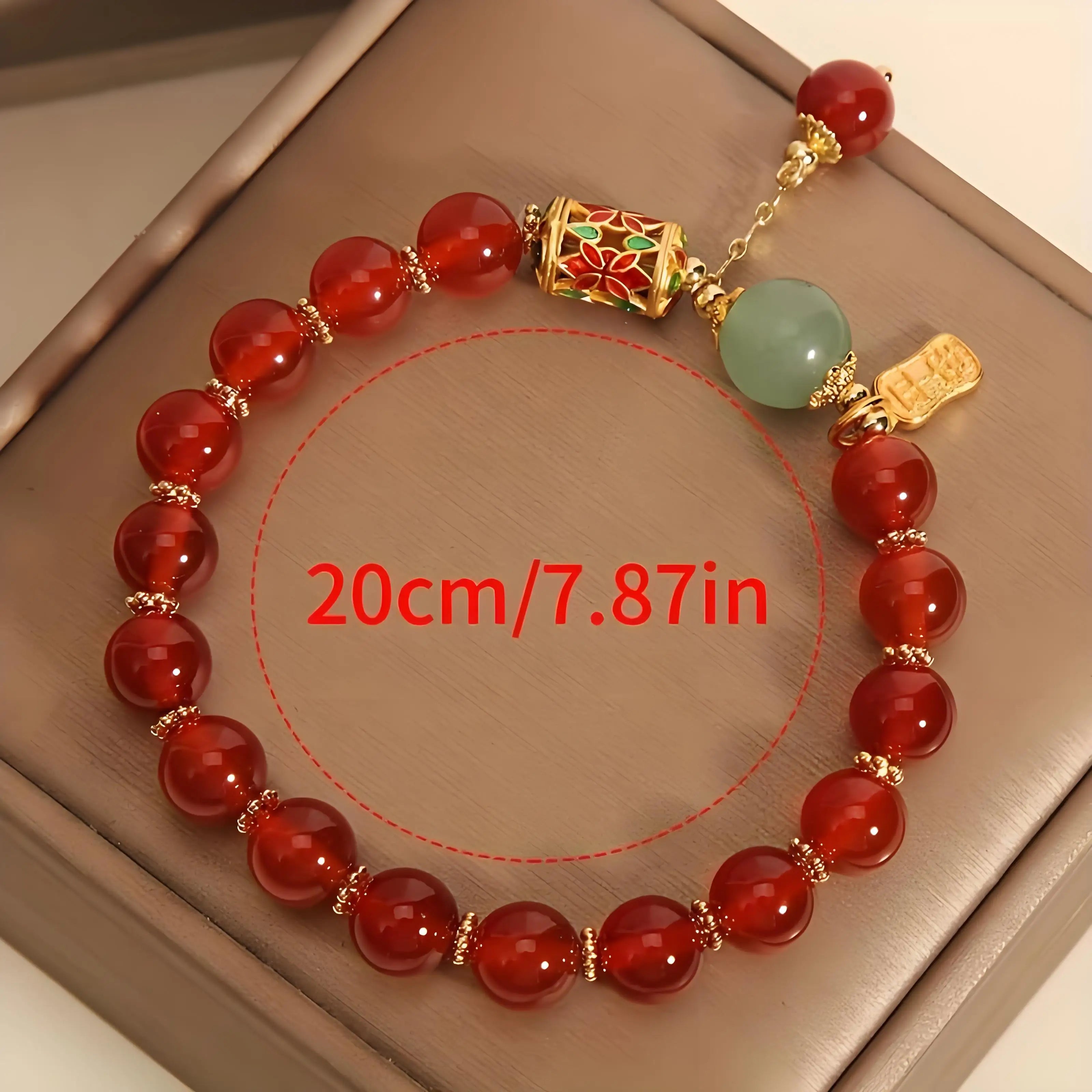 Handcrafted Red Bead Bracelet, Dainty Lucky Charm for Women - Thoughtful Gift for Mom, Friend with Best Wishes