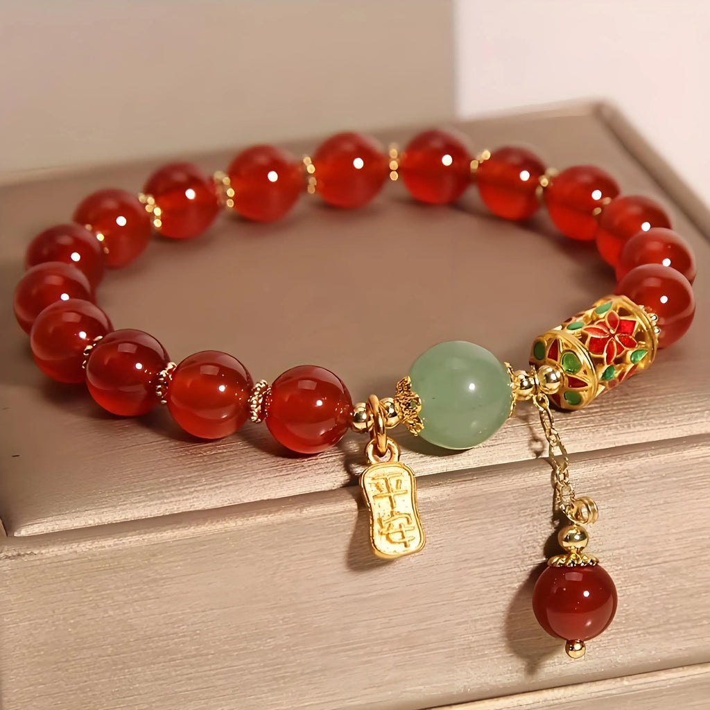 Handcrafted Red Bead Bracelet, Dainty Lucky Charm for Women - Thoughtful Gift for Mom, Friend with Best Wishes