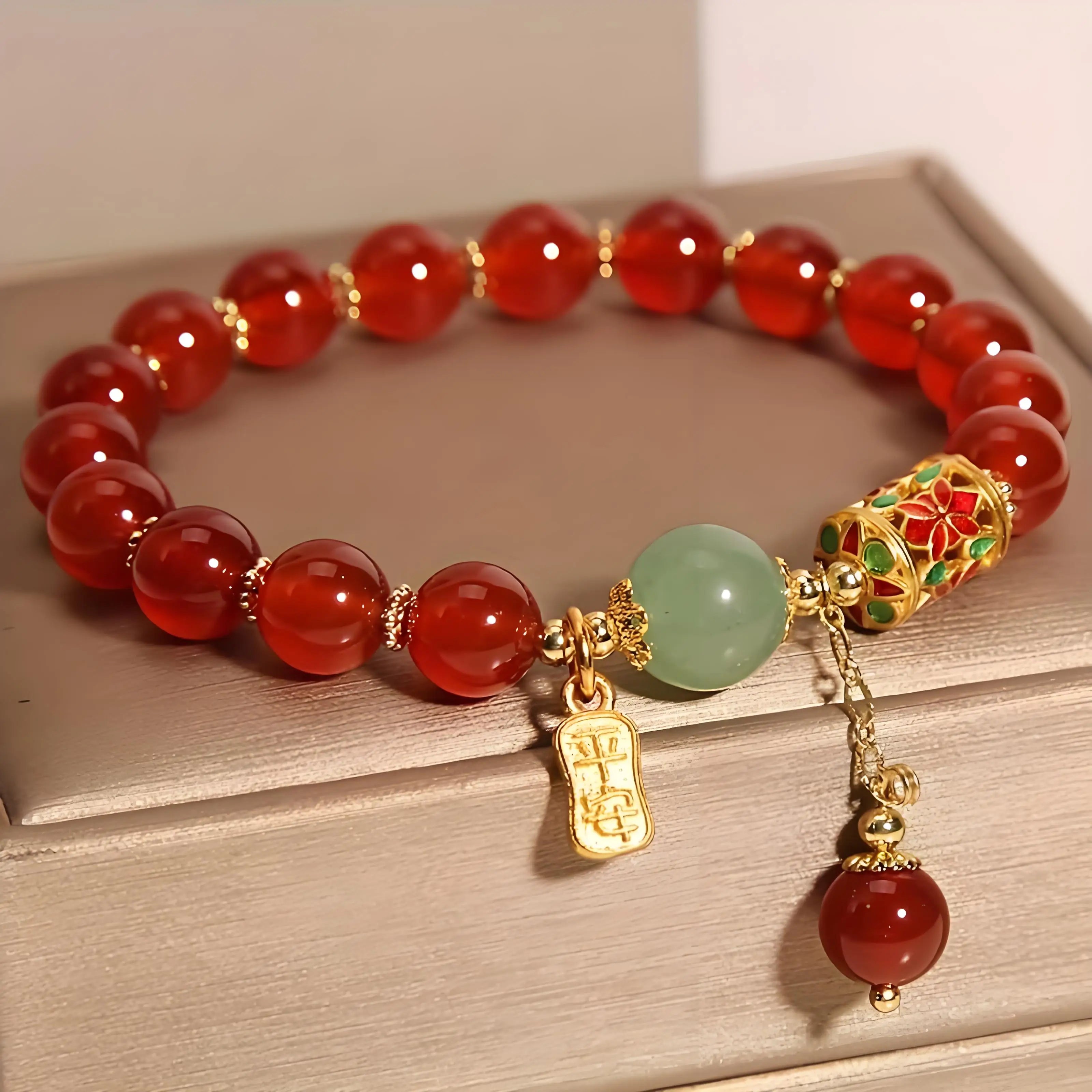 Handcrafted Red Bead Bracelet, Dainty Lucky Charm for Women - Thoughtful Gift for Mom, Friend with Best Wishes